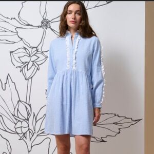 Atalier Reve Blue Striped Long Sleeve Dress size 34, Small-Medium